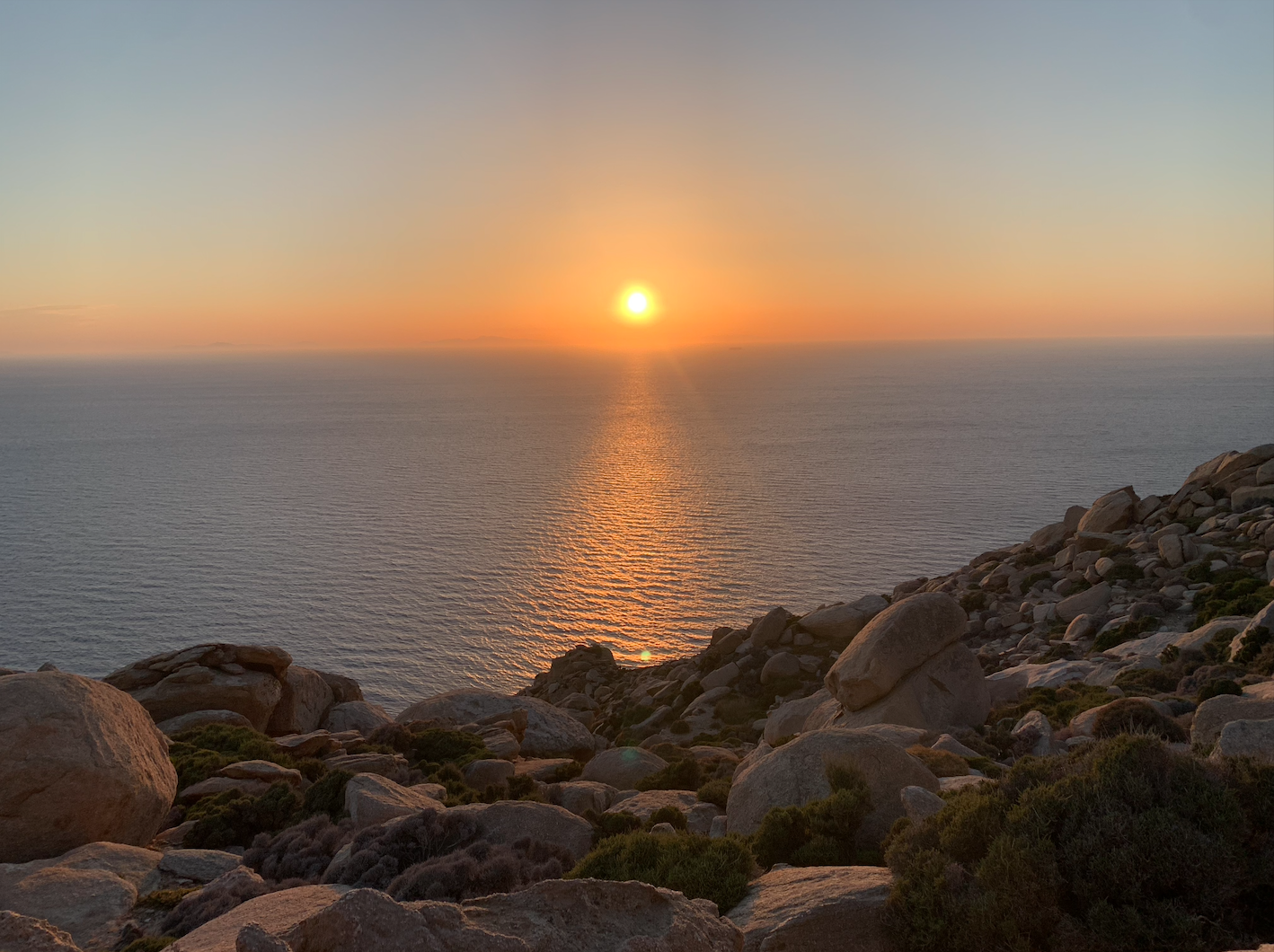 Ikarian sunset over the ocean.